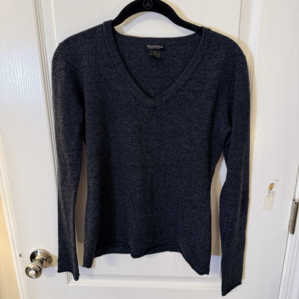 Women's 100% Cashmere Gray Sweater Philosophy‎ by Dane Lewis Size Medium